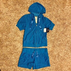 NWT 2-Pc Blue Short Set by Ellemenno, Size Large
